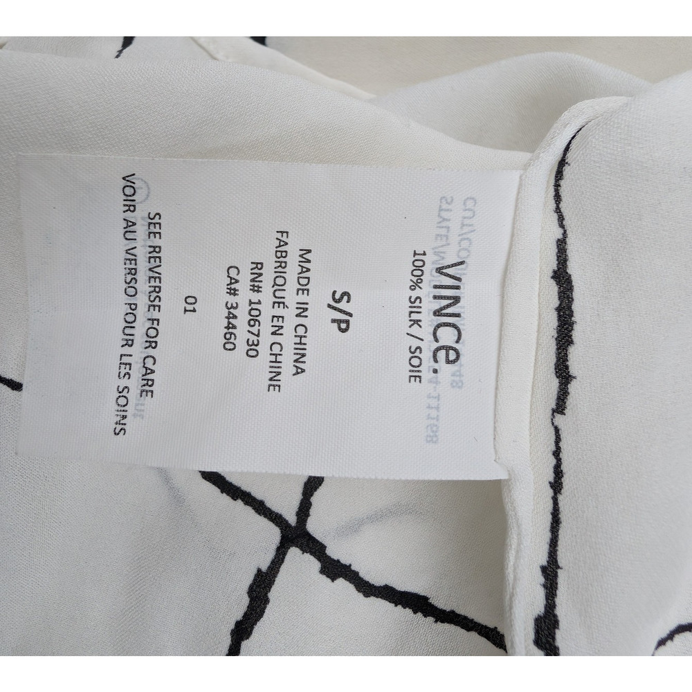 Vince Silk Blouse Womens Small Check Windowpane Camp Button Relaxed Old Money - Picture 7 of 7